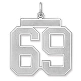 Satin Number 69 Charm Pendant in Real 925 Sterling Silver