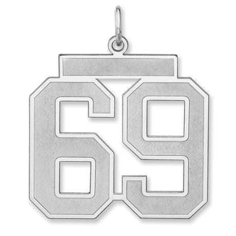 Satin Number 69 Charm Pendant in Real 925 Sterling Silver