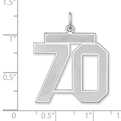 Satin Number 70 Charm Pendant in Real 925 Sterling Silver