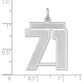 Satin Number 71 Charm Pendant in Real 925 Sterling Silver