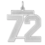 Satin Number 72 Charm Pendant in Real 925 Sterling Silver