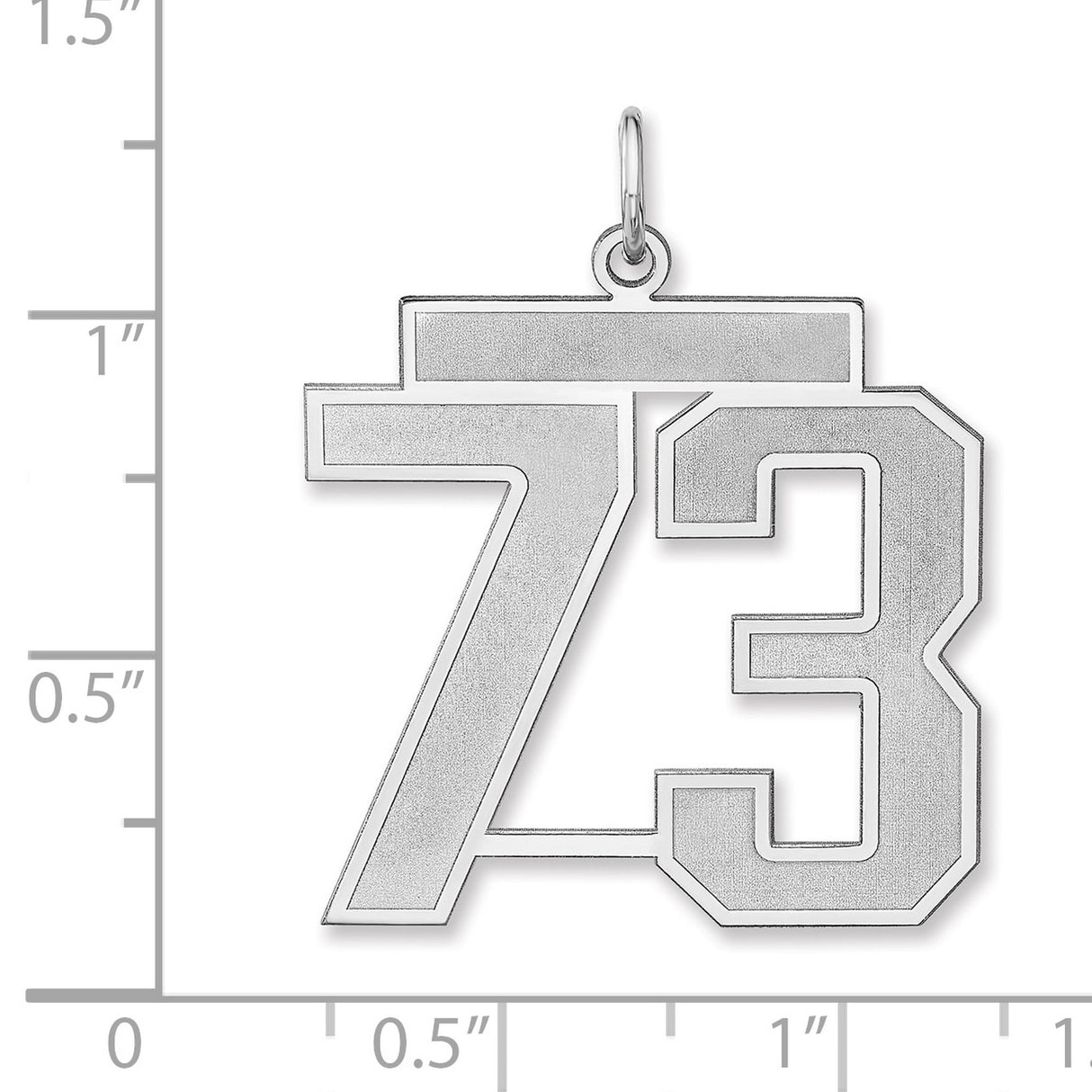 Satin Number 73 Charm Pendant in Real 925 Sterling Silver