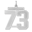Satin Number 73 Charm Pendant in Real 925 Sterling Silver