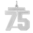 Satin Number 75 Charm Pendant in Real 925 Sterling Silver