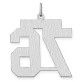 Satin Number 76 Charm Pendant in Real 925 Sterling Silver