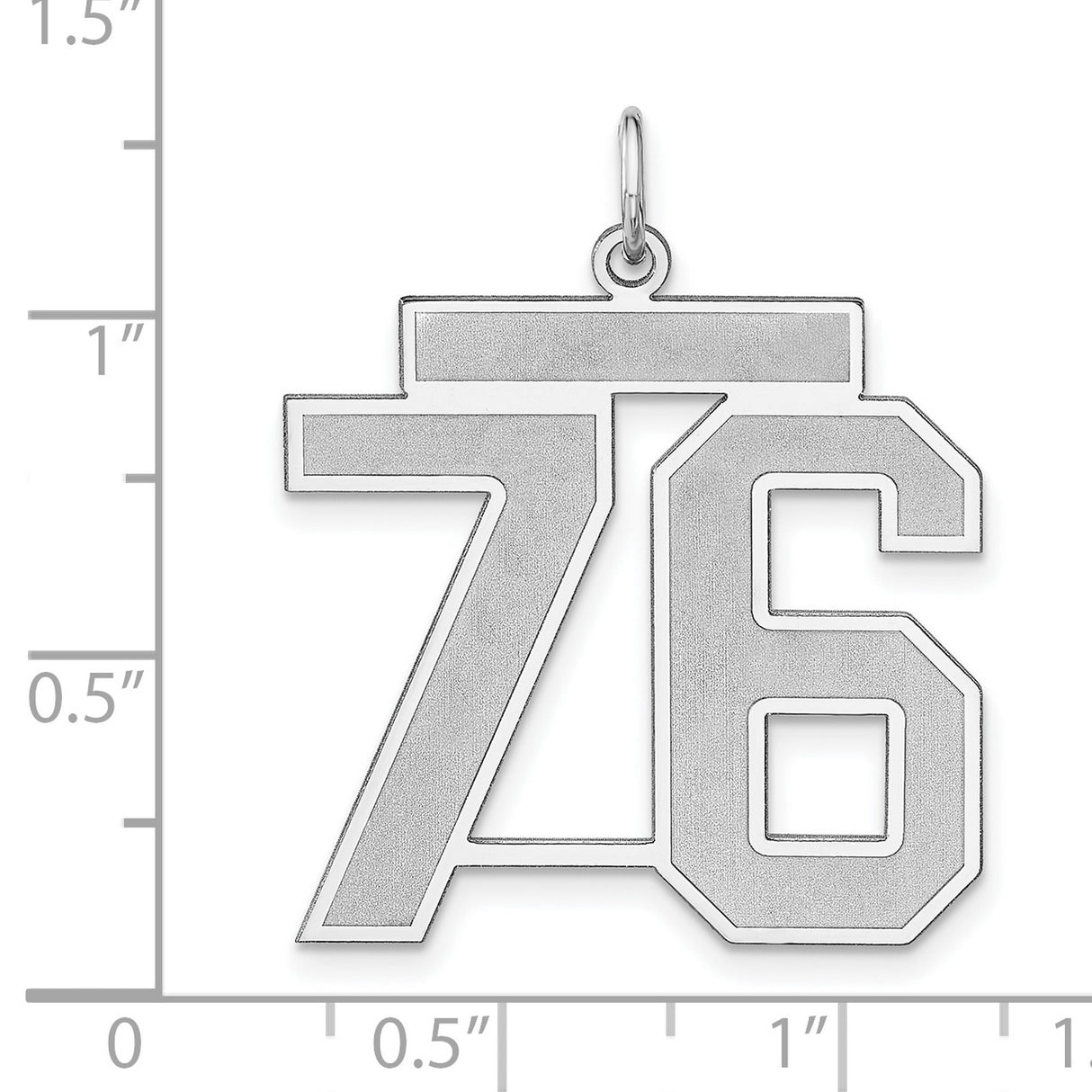 Satin Number 76 Charm Pendant in Real 925 Sterling Silver