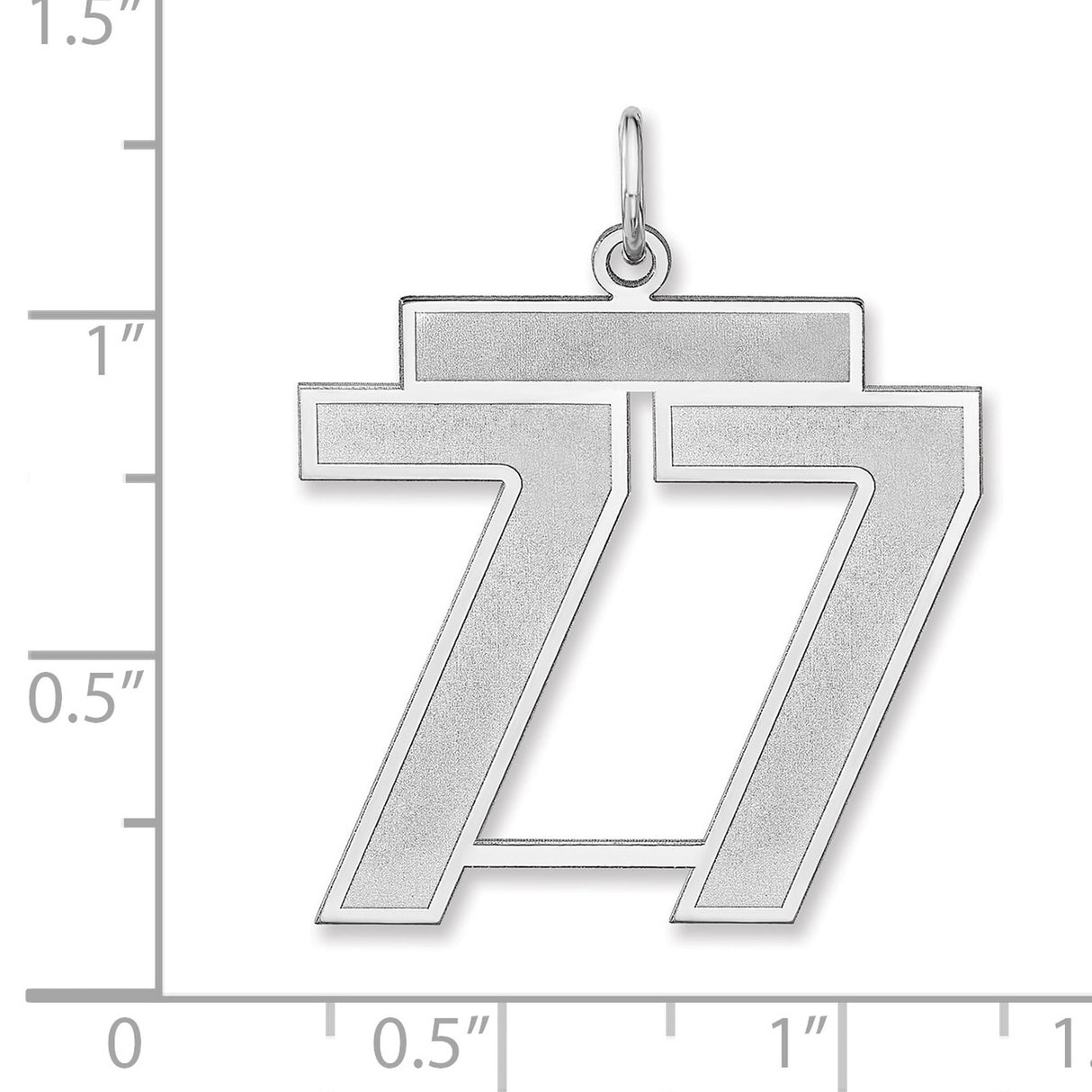 Satin Number 77 Charm Pendant in Real 925 Sterling Silver