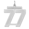 Satin Number 77 Charm Pendant in Real 925 Sterling Silver