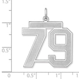 Satin Number 79 Charm Pendant in Real 925 Sterling Silver