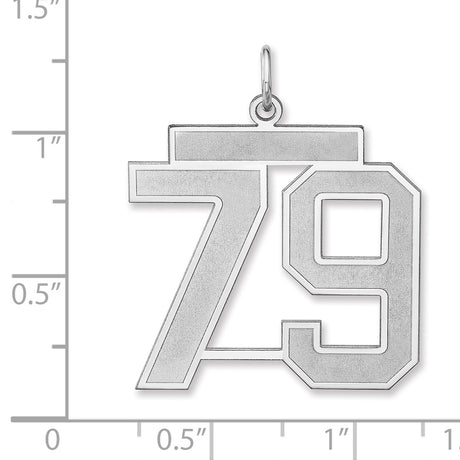 Satin Number 79 Charm Pendant in Real 925 Sterling Silver