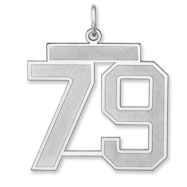 Satin Number 79 Charm Pendant in Real 925 Sterling Silver