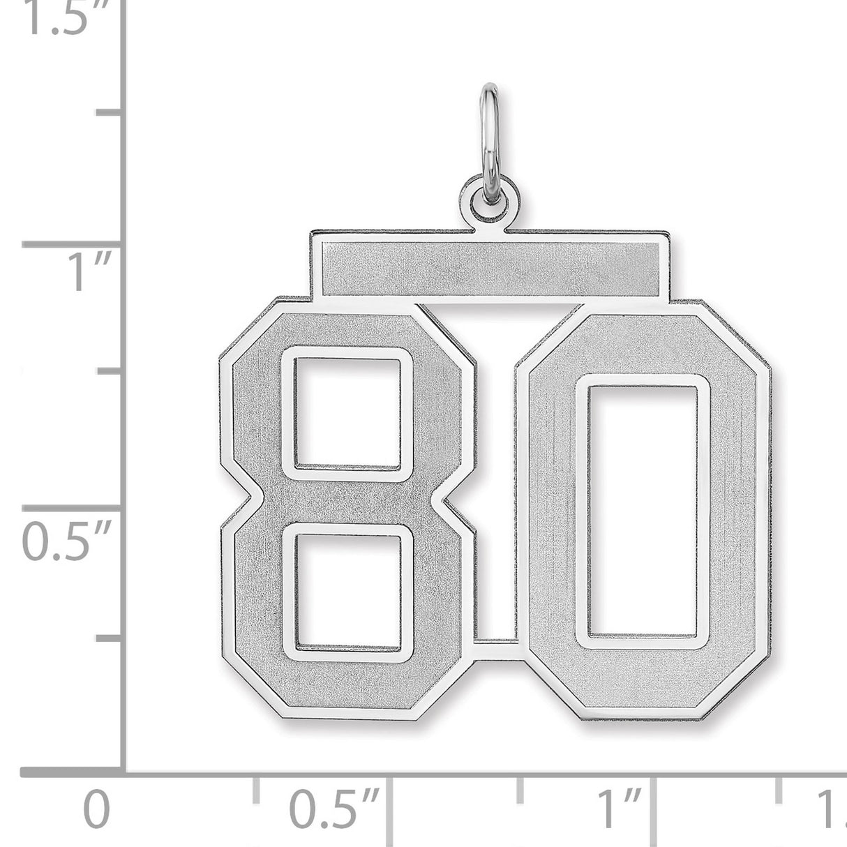 Satin Number 80 Charm Pendant in Real 925 Sterling Silver
