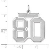 Satin Number 80 Charm Pendant in Real 925 Sterling Silver