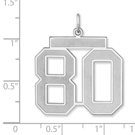 Satin Number 80 Charm Pendant in Real 925 Sterling Silver