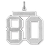 Satin Number 80 Charm Pendant in Real 925 Sterling Silver