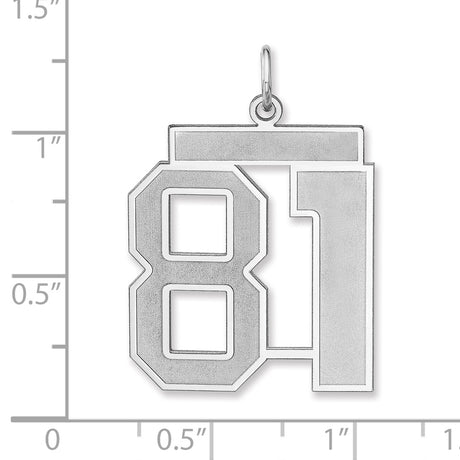 Satin Number 81 Charm Pendant in Real 925 Sterling Silver