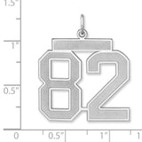 Satin Number 82 Charm Pendant in Real 925 Sterling Silver