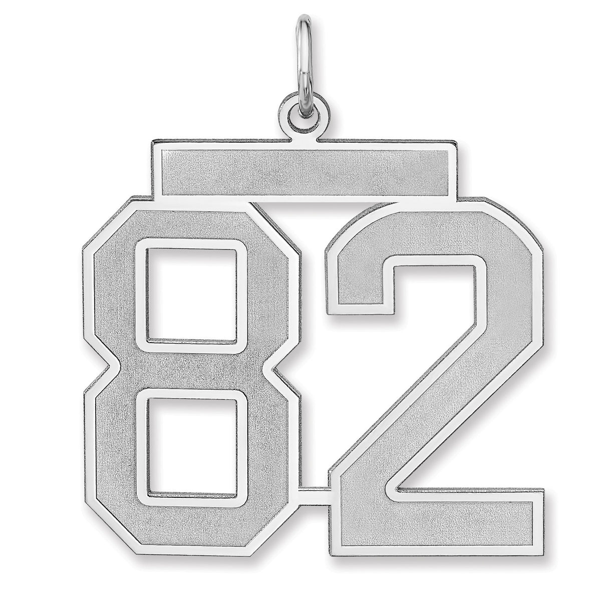 Satin Number 82 Charm Pendant in Real 925 Sterling Silver