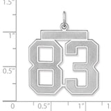 Satin Number 83 Charm Pendant in Real 925 Sterling Silver