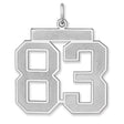 Satin Number 83 Charm Pendant in Real 925 Sterling Silver