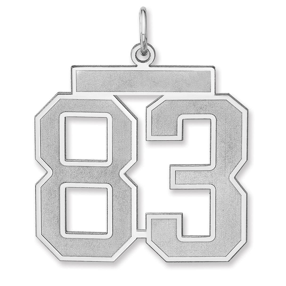 Satin Number 83 Charm Pendant in Real 925 Sterling Silver
