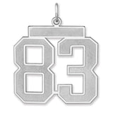 Satin Number 83 Charm Pendant in Real 925 Sterling Silver