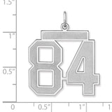 Satin Number 84 Charm Pendant in Real 925 Sterling Silver