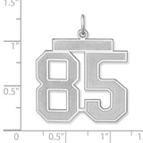Satin Number 85 Charm Pendant in Real 925 Sterling Silver