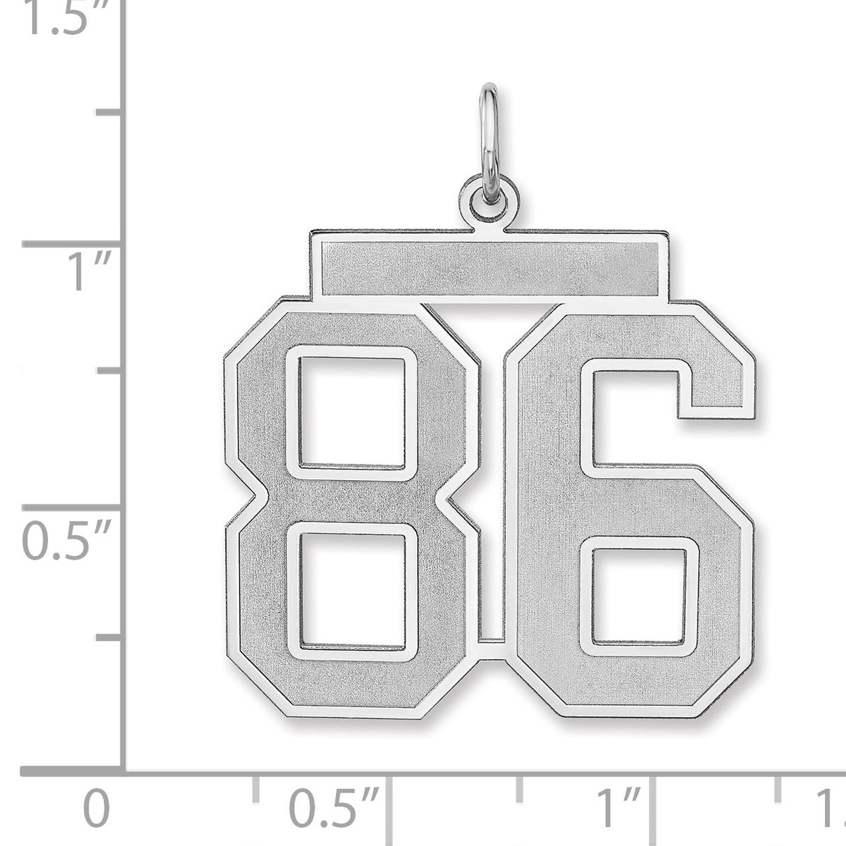 Satin Number 86 Charm Pendant in Real 925 Sterling Silver