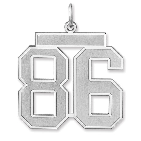 Satin Number 86 Charm Pendant in Real 925 Sterling Silver