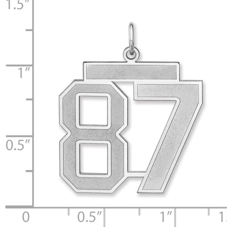 Satin Number 87 Charm Pendant in Real 925 Sterling Silver