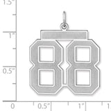 Satin Number 88 Charm Pendant in Real 925 Sterling Silver