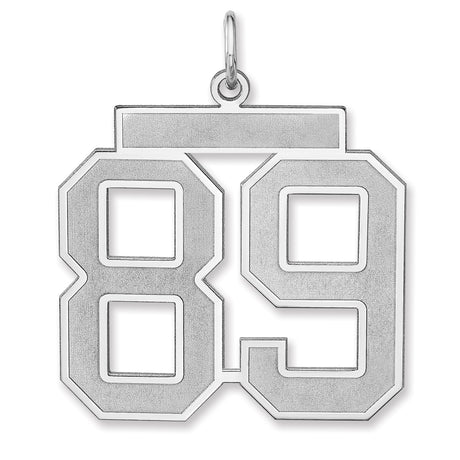 Satin Number 89 Charm Pendant in Real 925 Sterling Silver