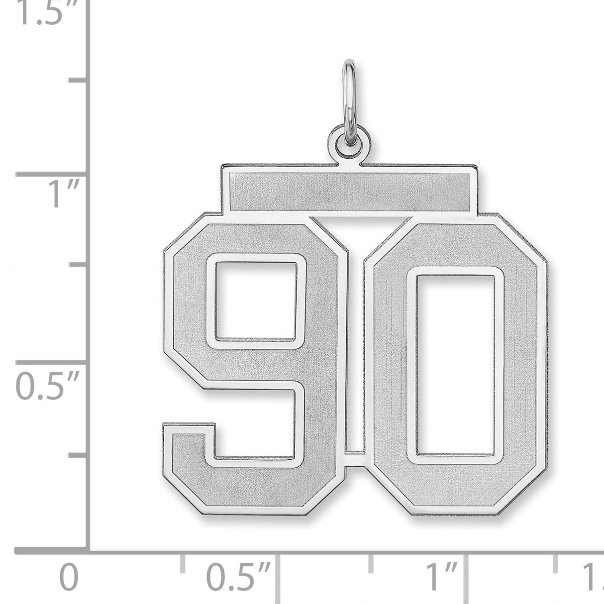 Satin Number 90 Charm Pendant in Real 925 Sterling Silver
