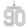 Satin Number 90 Charm Pendant in Real 925 Sterling Silver