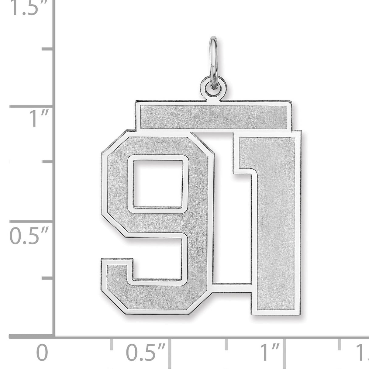 Satin Number 91 Charm Pendant in Real 925 Sterling Silver