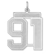 Satin Number 91 Charm Pendant in Real 925 Sterling Silver
