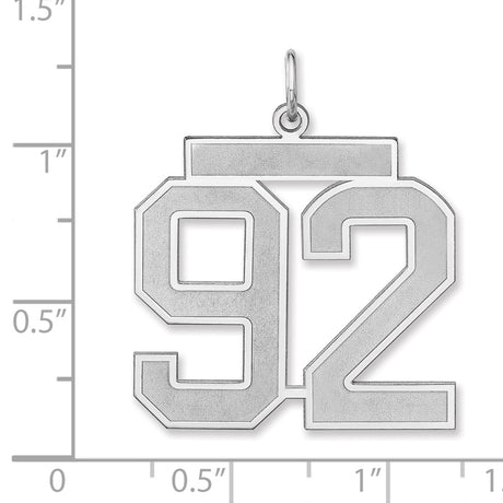 Satin Number 92 Charm Pendant in Real 925 Sterling Silver