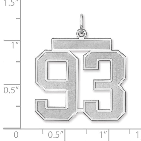 Satin Number 93 Charm Pendant in Real 925 Sterling Silver