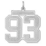 Satin Number 93 Charm Pendant in Real 925 Sterling Silver