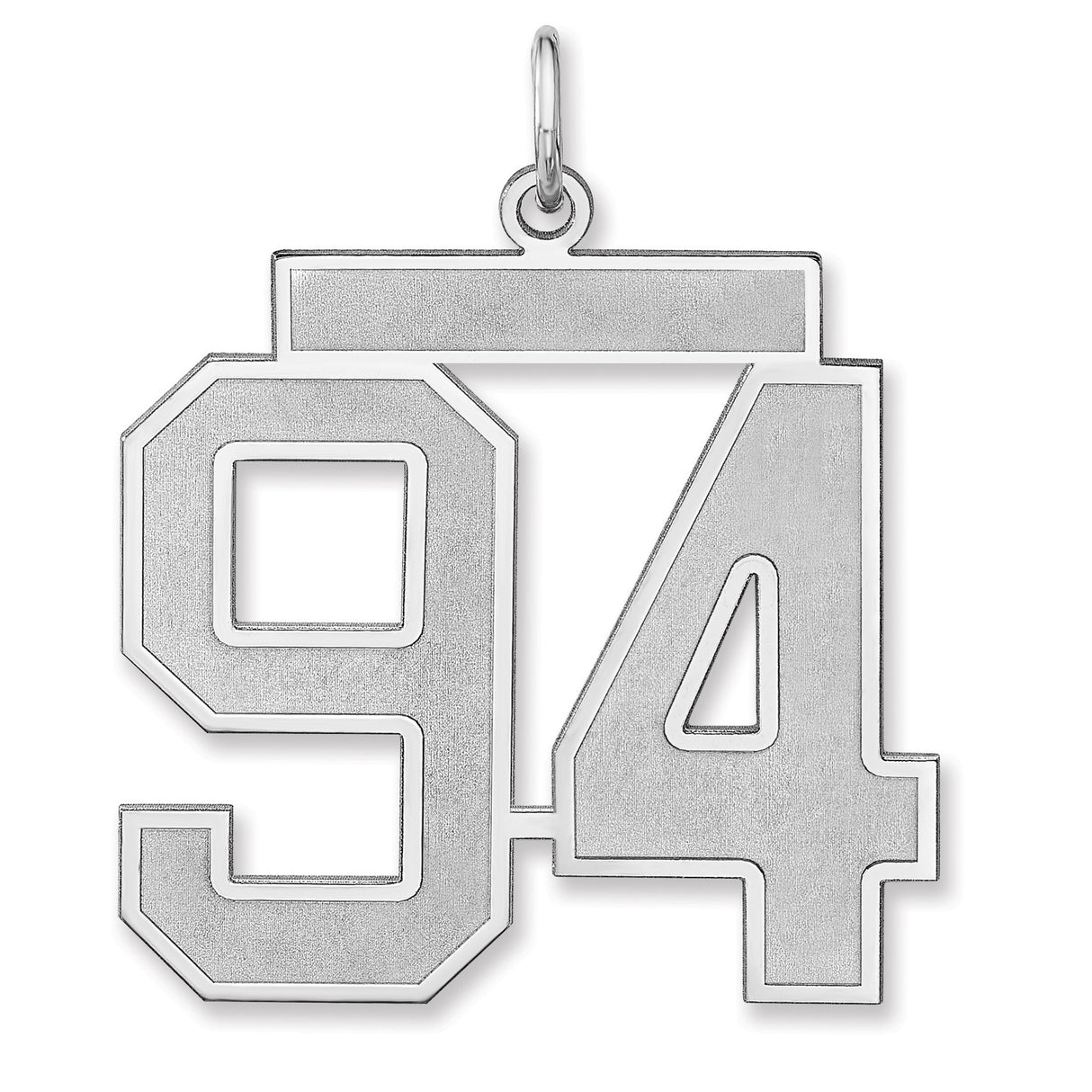 Satin Number 94 Charm Pendant in Real 925 Sterling Silver