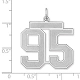 Satin Number 95 Charm Pendant in Real 925 Sterling Silver