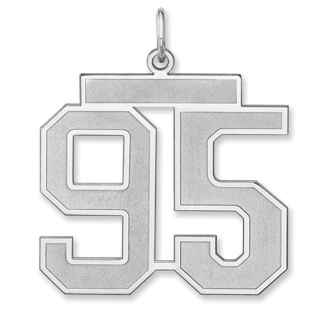 Satin Number 95 Charm Pendant in Real 925 Sterling Silver