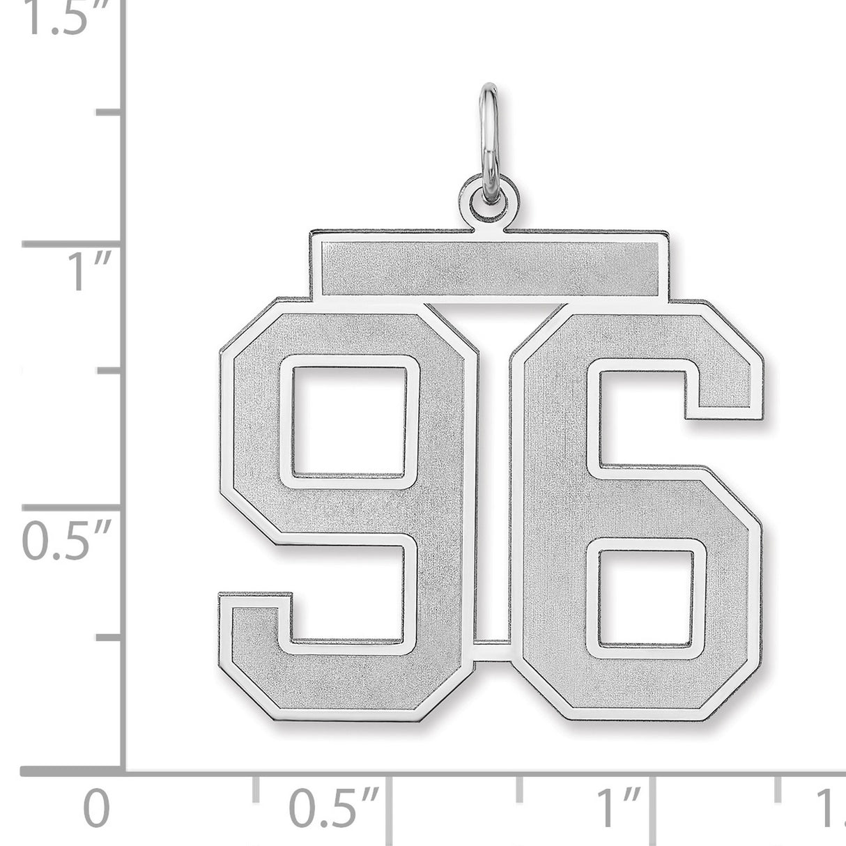 Satin Number 96 Charm Pendant in Real 925 Sterling Silver