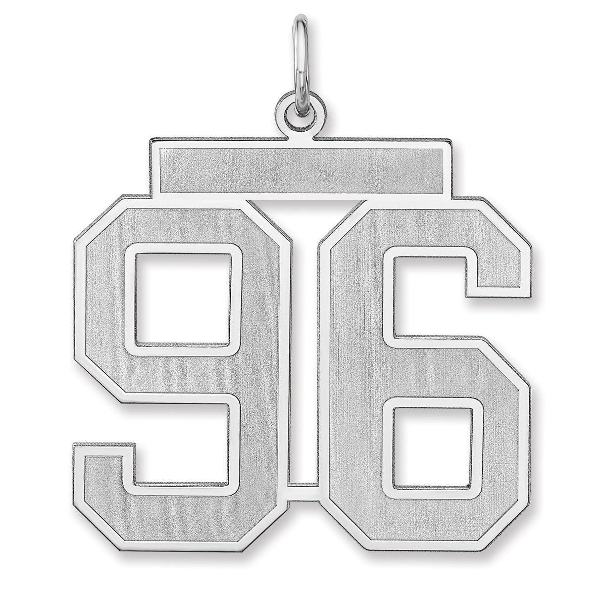 Satin Number 96 Charm Pendant in Real 925 Sterling Silver