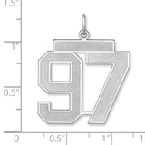 Satin Number 97 Charm Pendant in Real 925 Sterling Silver