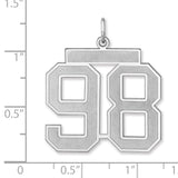 Satin Number 98 Charm Pendant in Real 925 Sterling Silver