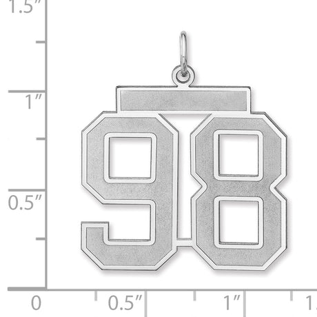 Satin Number 98 Charm Pendant in Real 925 Sterling Silver