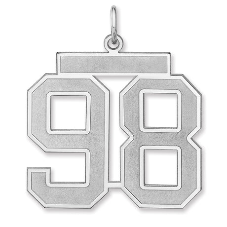 Satin Number 98 Charm Pendant in Real 925 Sterling Silver