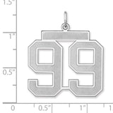 Satin Number 99 Charm Pendant in Real 925 Sterling Silver